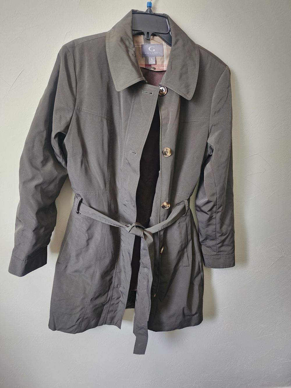 Classic Olive Utility Trench Coat - Women's Size Large